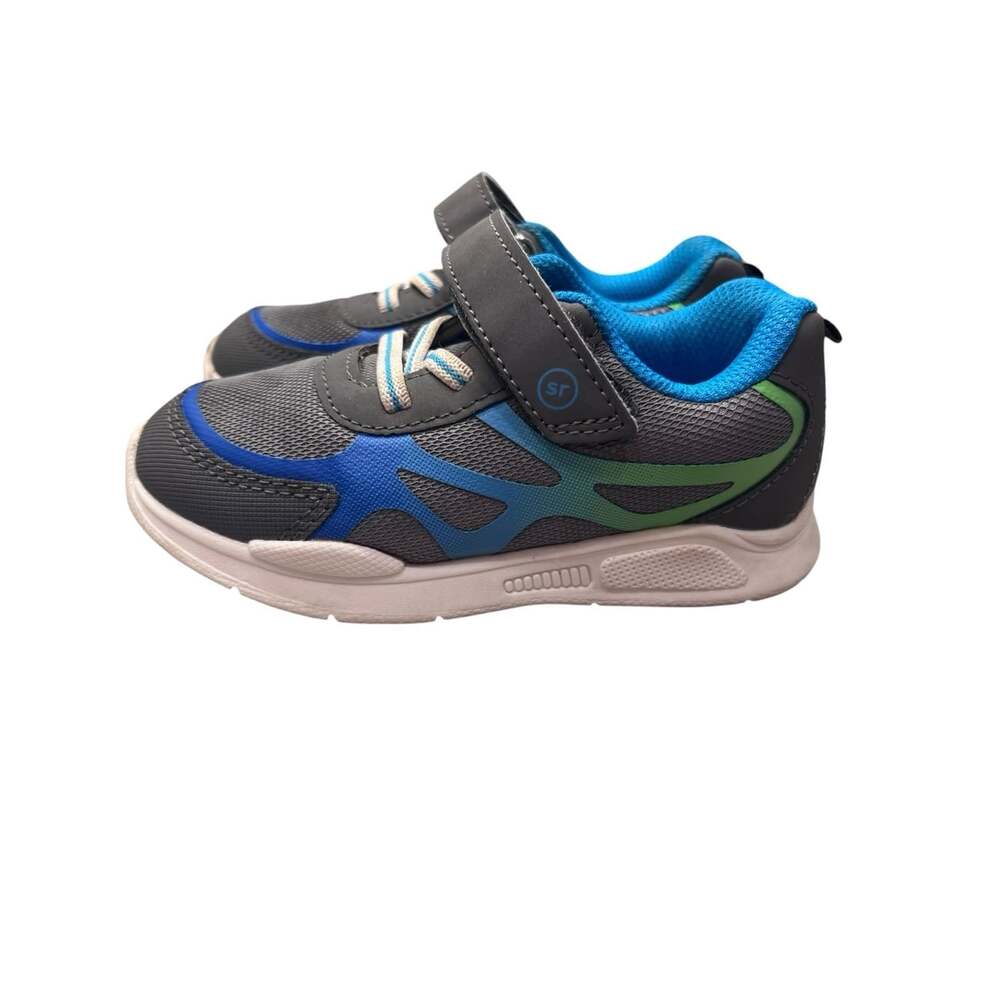 Stride Rite Ryne Sneaker Size 9M Toddler/Little Kids Grey Blue Green Hook & Loop